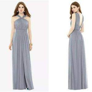 Maxi Dress - ALFRED SUNG STYLE D720 IN PLATINUM chiffon knit